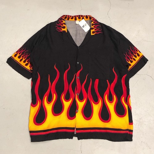 90s unknown fire design H/S shirt【高円寺店】