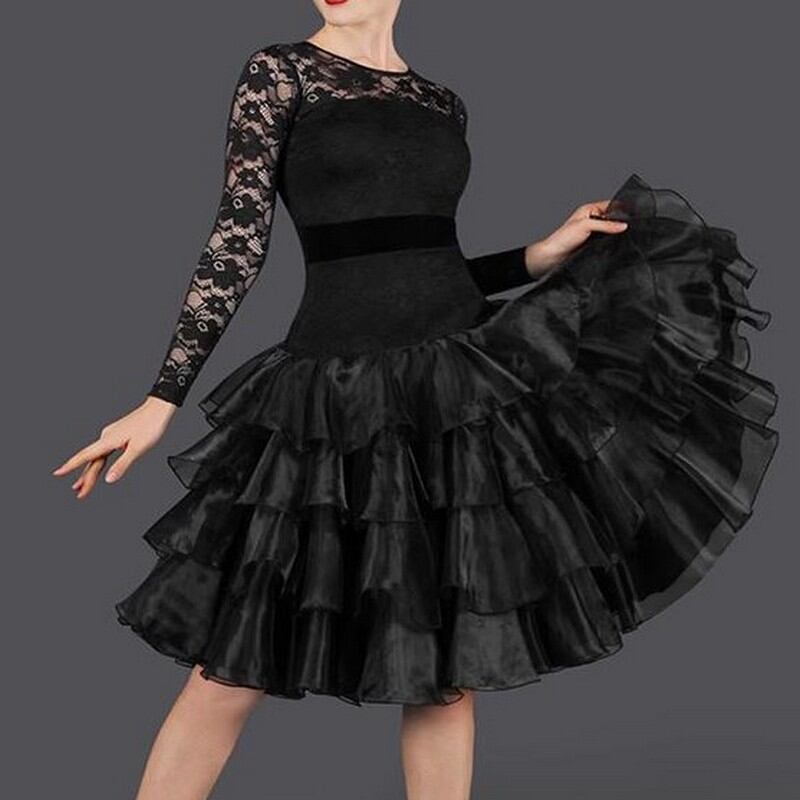 フローラルレーストップ ティアードスカートドレス ds0347