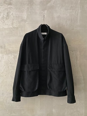 T/f Lv5 biostone wash loose fit out pockets denim blouson - black
