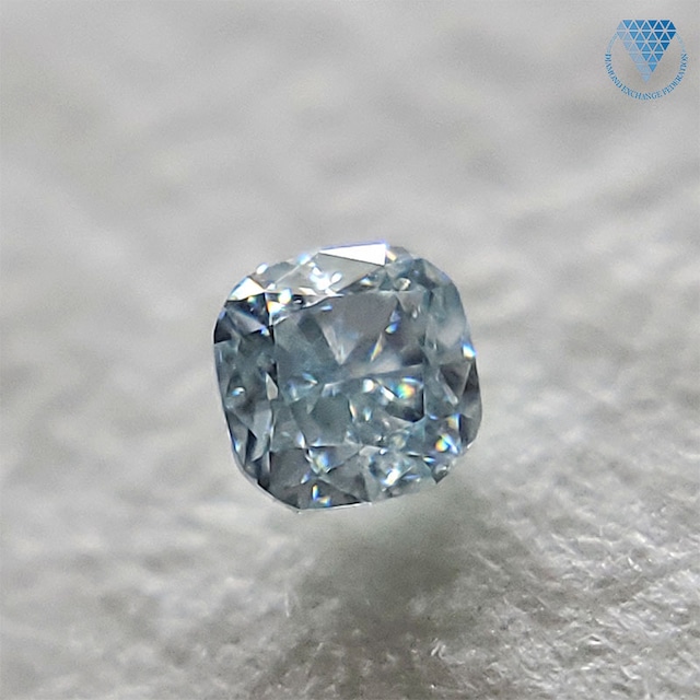 0.051 ct FANCY GREENISH BLUE VS2 CGL 天然 ブルー ダイヤモンド クッション シェイプ