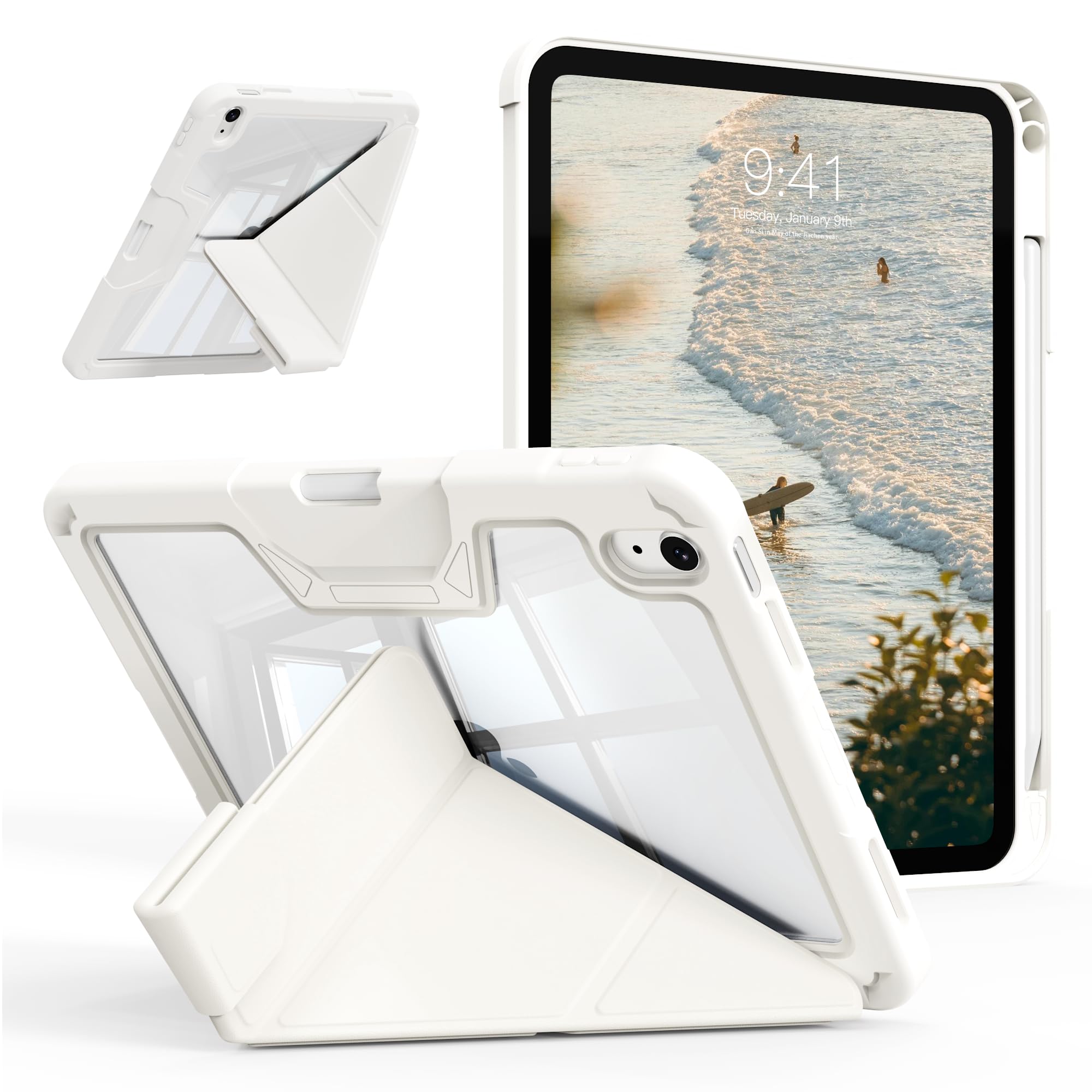 zoyu 対応iPad air 11インチ ケース M4/M3/M2 2026/2025/2024 対応iPad air 5/4 ケース ホワイト