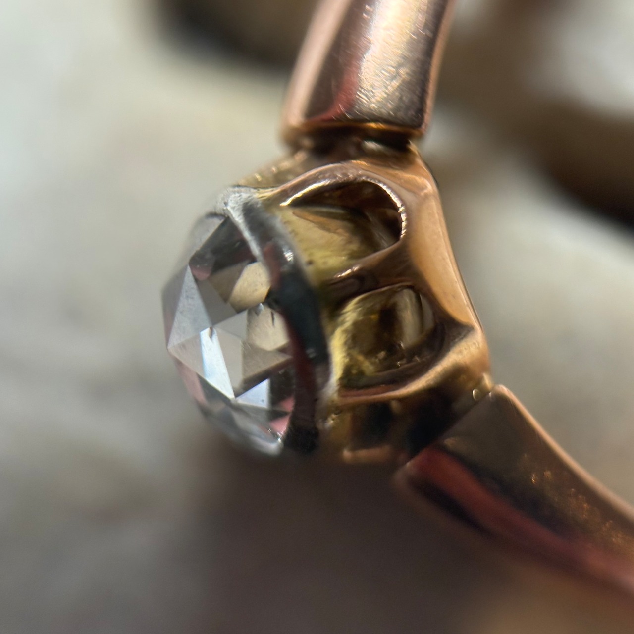 antique c1900 French 18ct gold rose-cut diamond ring