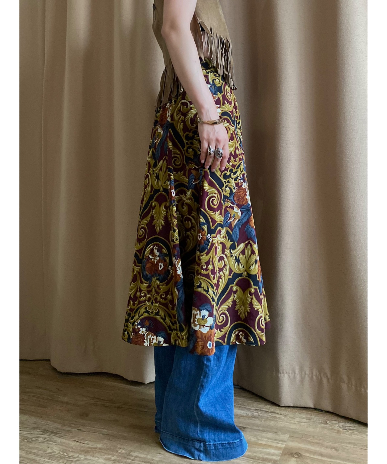 scarf pattern flare skirt-4290-8