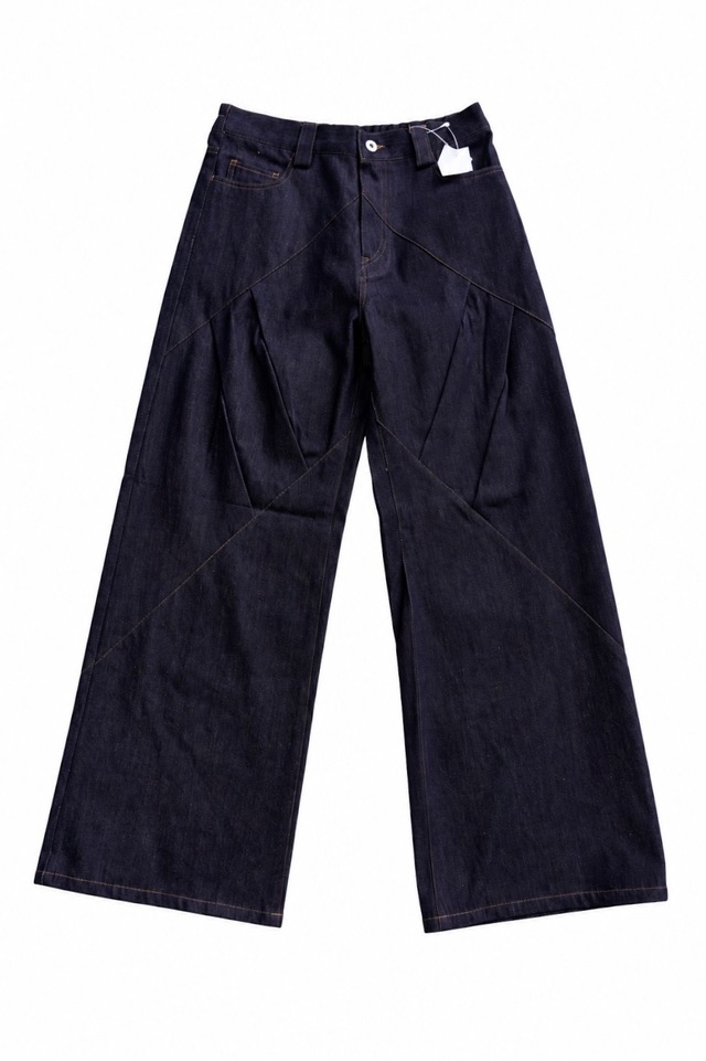 【Nora Lily】Tuck dimensional Wide Pants 2(UNISEX)-Indigo DENIM