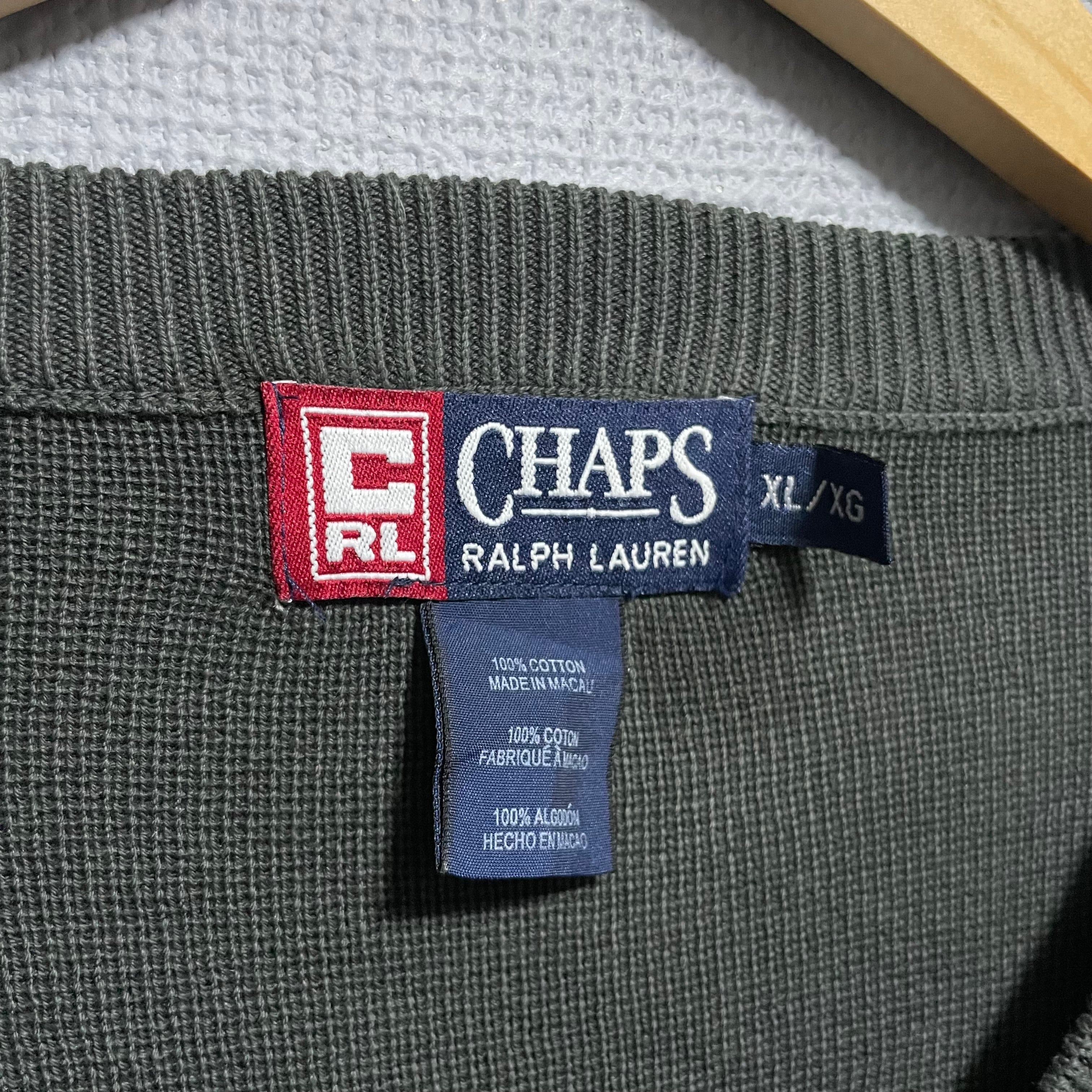 XL】CHAPS Ralph Lauren チャップス ラルフローレン Vネック 刺繍ロゴ