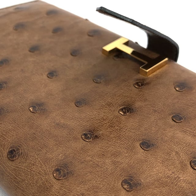 HERMES 】 エルメス ベアン クラシック オーストリッチ 長財布 ...