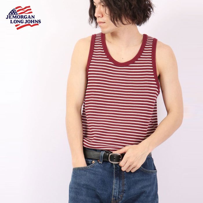 新柄】ワッフルボーダータンクトップ（パック入り） #JC761-22H