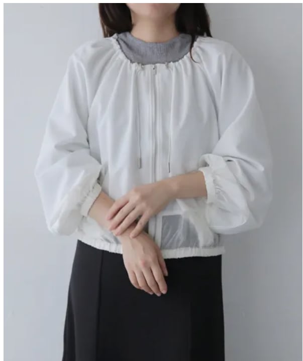 再入荷☆293-35206 異素材切り替えライトデニムブルゾン