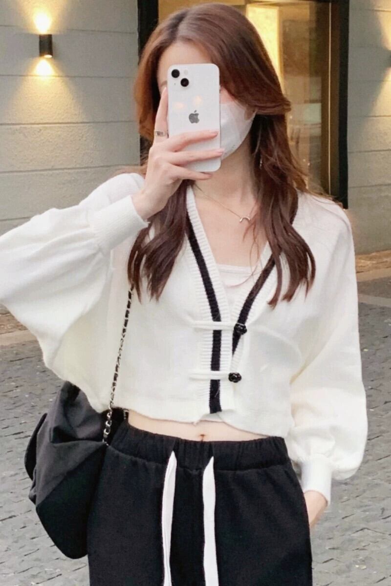 送料無料】パンツ 気質白ニットカーディガン薄い女性の 2023 新しい