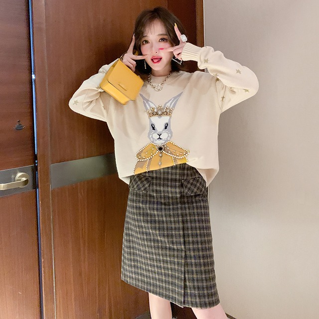 ジャカード刺繍ルーズラウンドネックセーター ウィンター 冬物 Oネック MIUCO57708270389