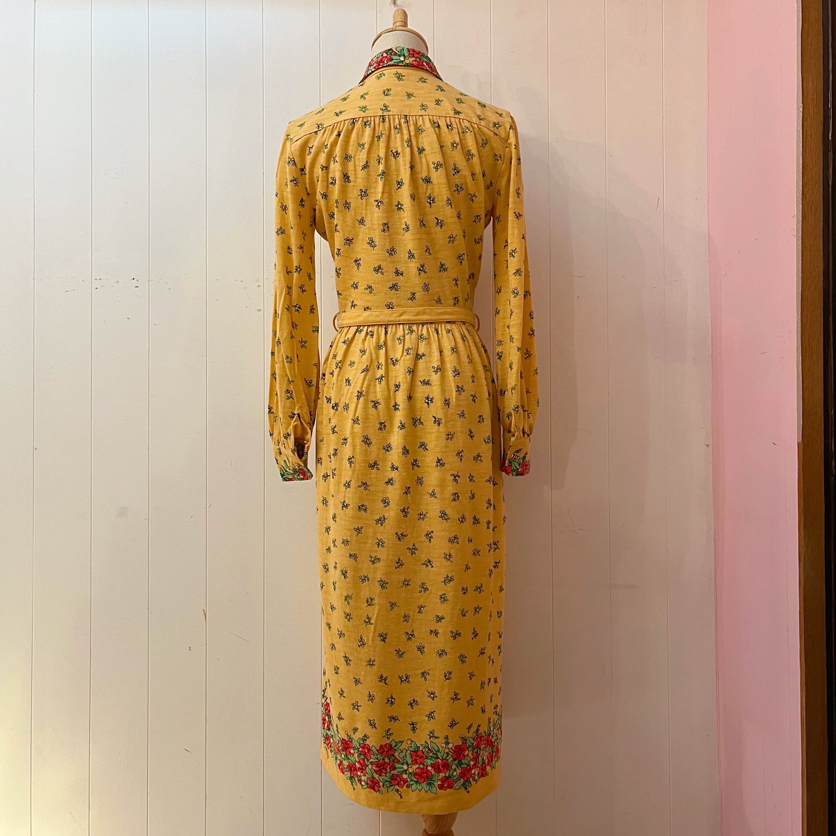 flower line yellow gather one-piece