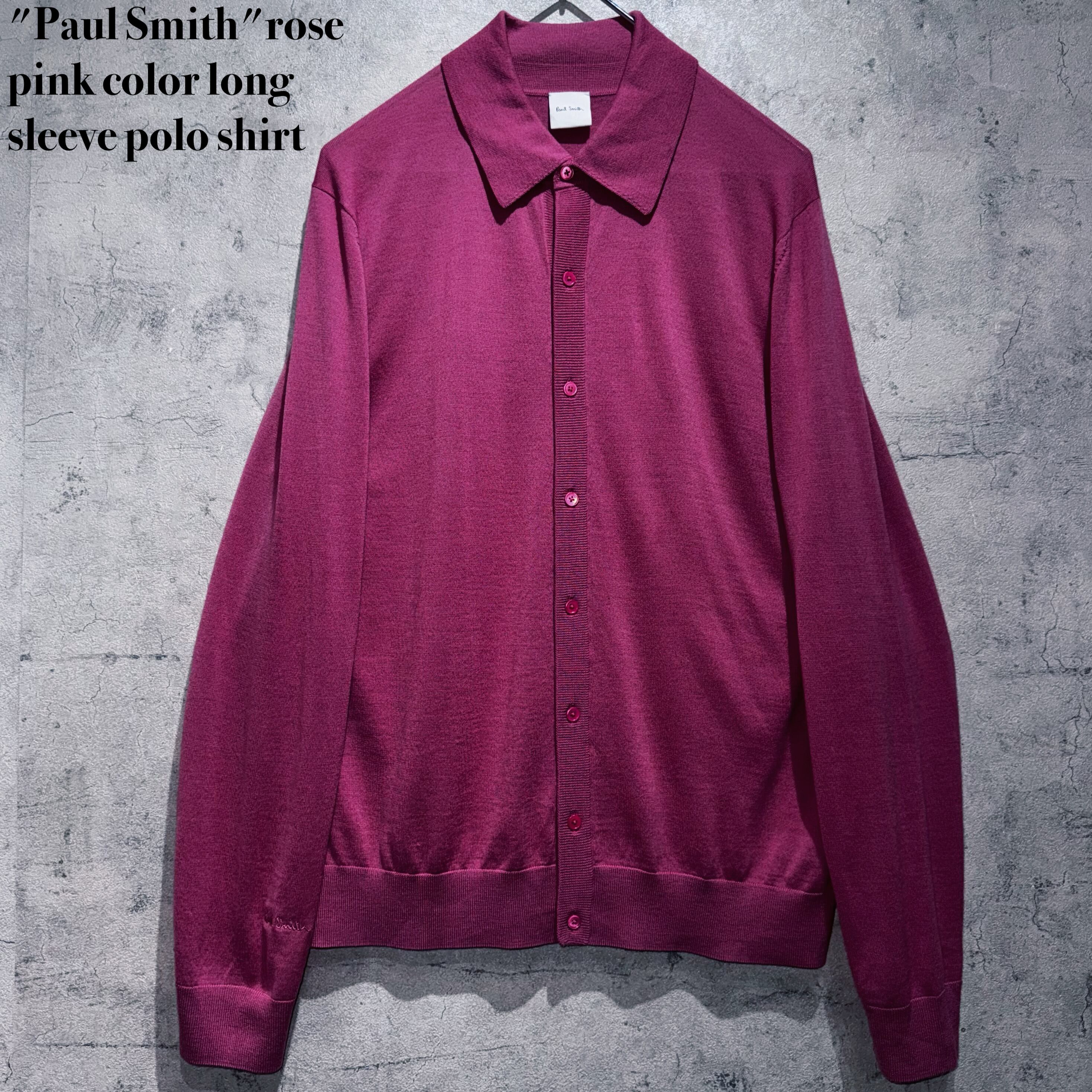 "Paul Smith"rose pink color long sleeve polo shirt