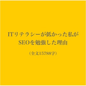 ITリテラシーが低かった私がSEOを勉強した理由(15788字)