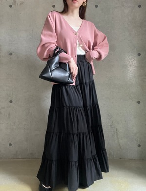 ティアードマキシスカート【ブラック】
