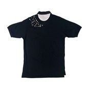 adabat アダバット アルファベットデザイン 半袖ポロシャツ 3/ブラック/ゴルフ