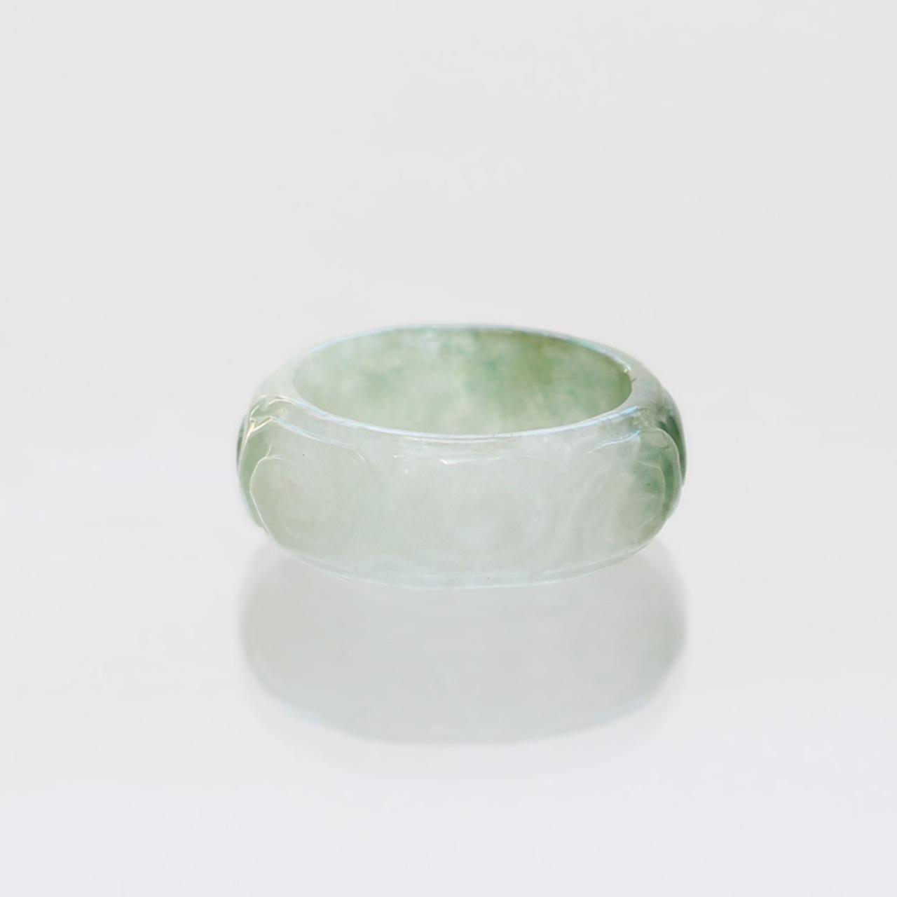 【9号】 Carving NyoYi  翡翠くり抜き甲丸リング A貨翡翠 jd_rg2510