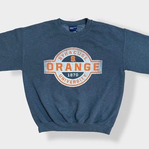 【MV SPORT】カレッジ アーチロゴ Syracuse University Orange シラキュース大学 バスケットボール プリント スウェット トレーナー プルオーバー ダークグレー M US古着