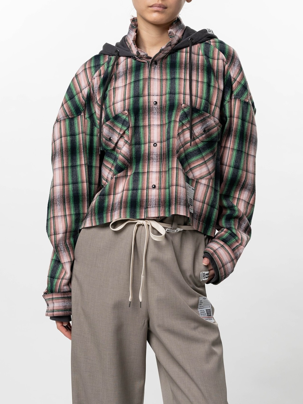 【26SS】Maison MIHARA YASUHIRO ミハラヤスヒロ / Hoodie Combine Checkered Shirt / シャツ - 1
