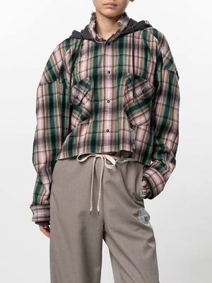 【26SS】Maison MIHARA YASUHIRO ミハラヤスヒロ / Hoodie Combine Checkered Shirt / シャツ