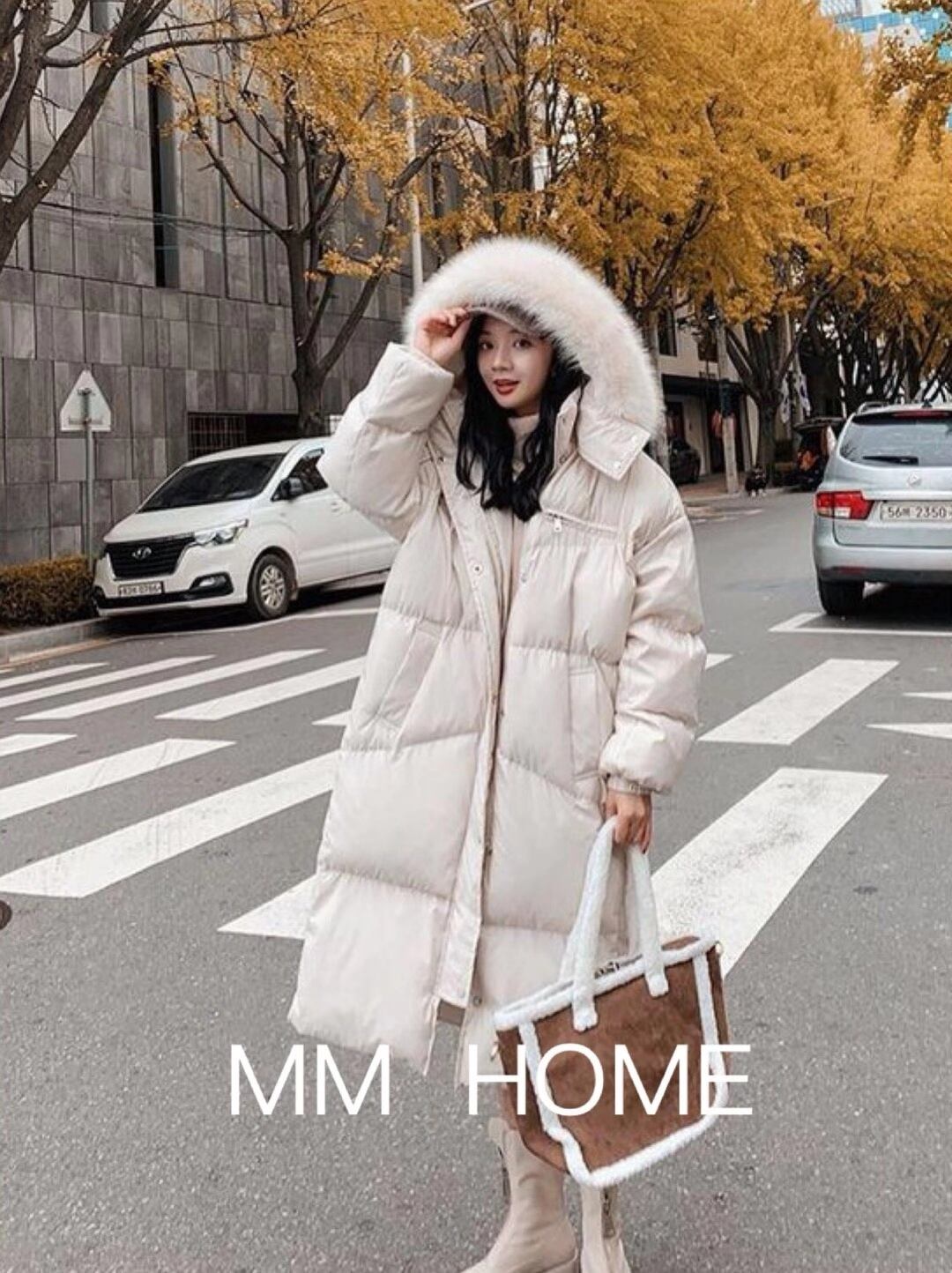 ボリュームファー付き　中綿ジップアップコート　AJ42441-6689　