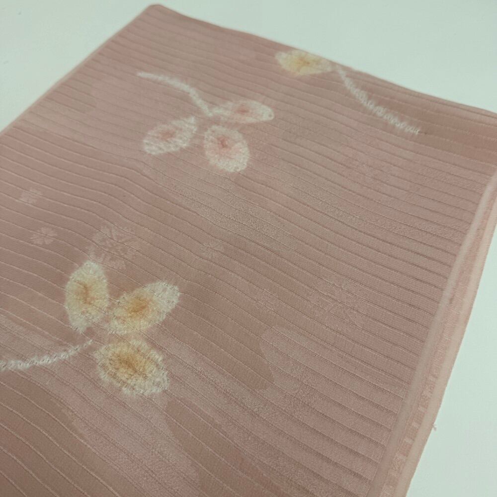 夏帯揚げ 新品 夏用 帯揚 ピンク 小紋 紬 訪問着 普段着用 礼装用 正絹 絹100% 和装小物 5740