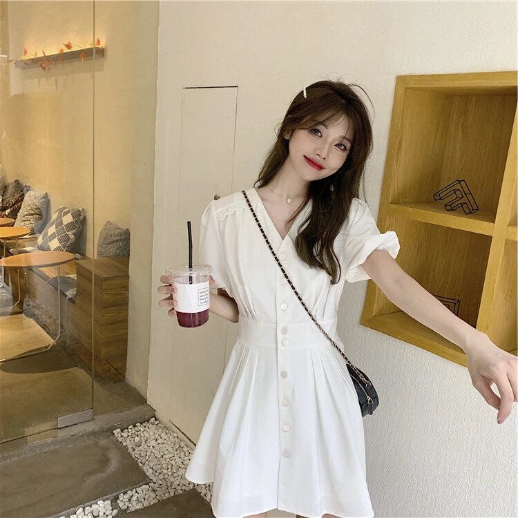 ワンピース ワンピドレス ショート ショート丈 膝上 袖あり 半袖 V