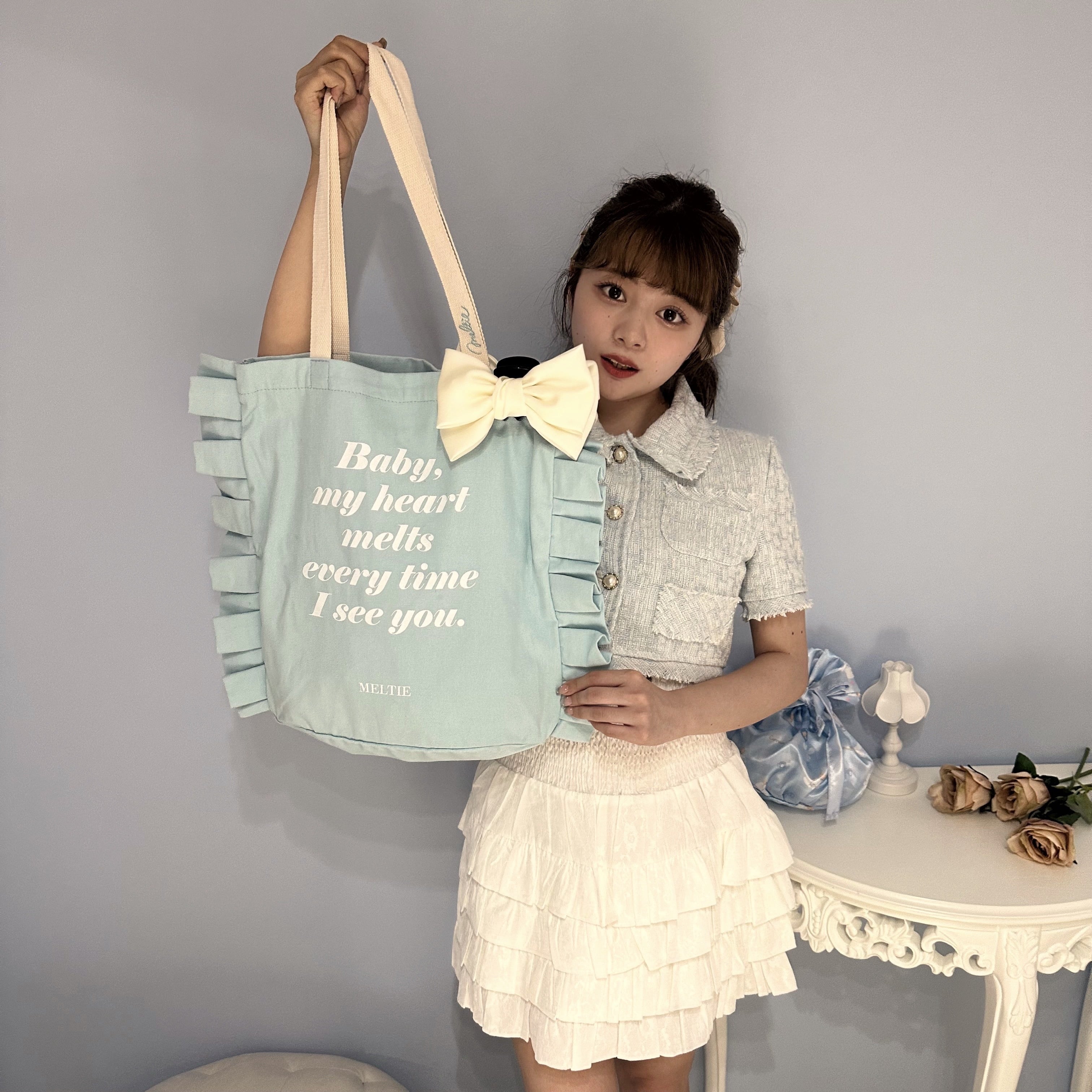 meltie×Sanrio characters frill tote bag