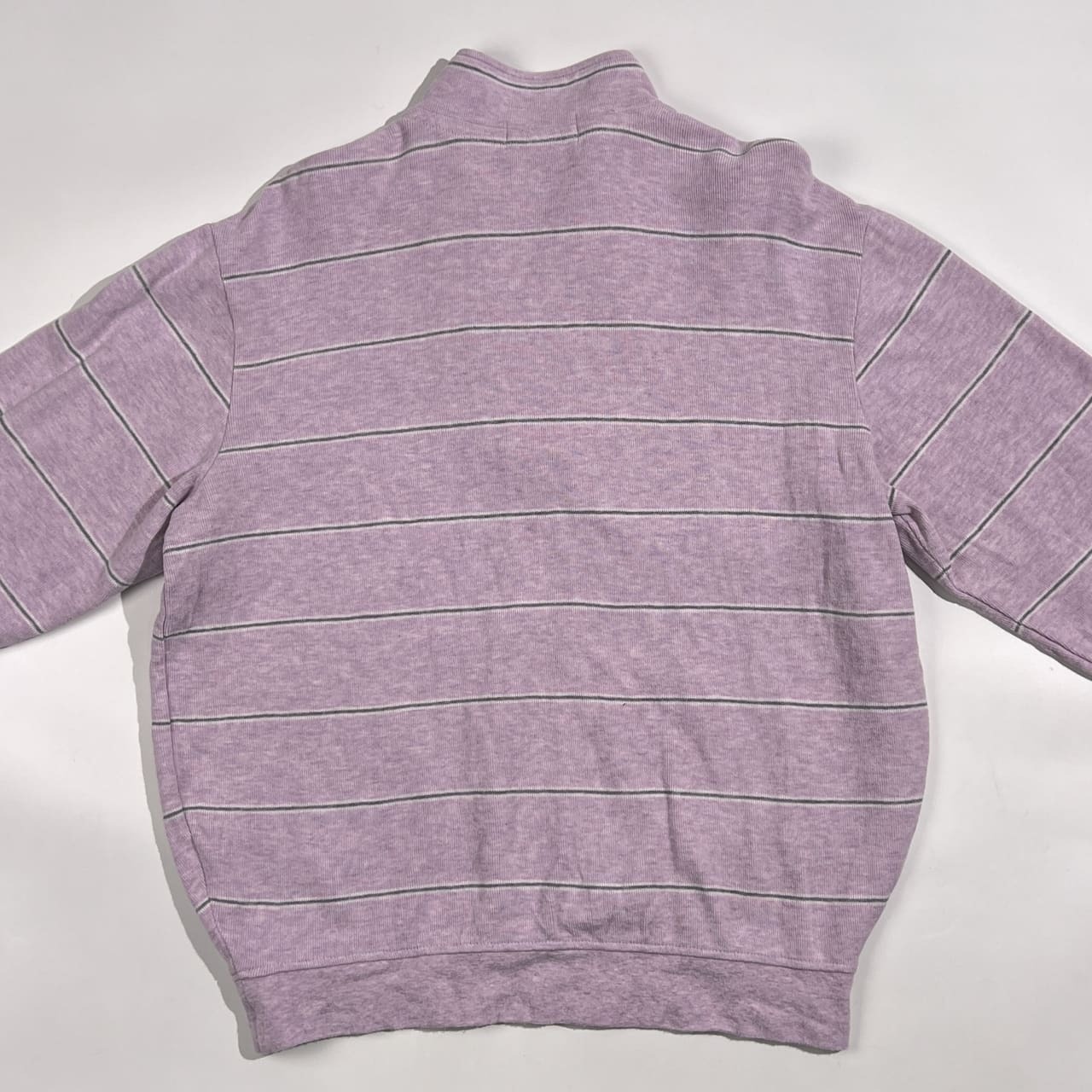 Crocodile クロコダイル ボーダー柄 ハーフジップ ニット調 プルオーバー M/ピンクパープル系 メンズ
