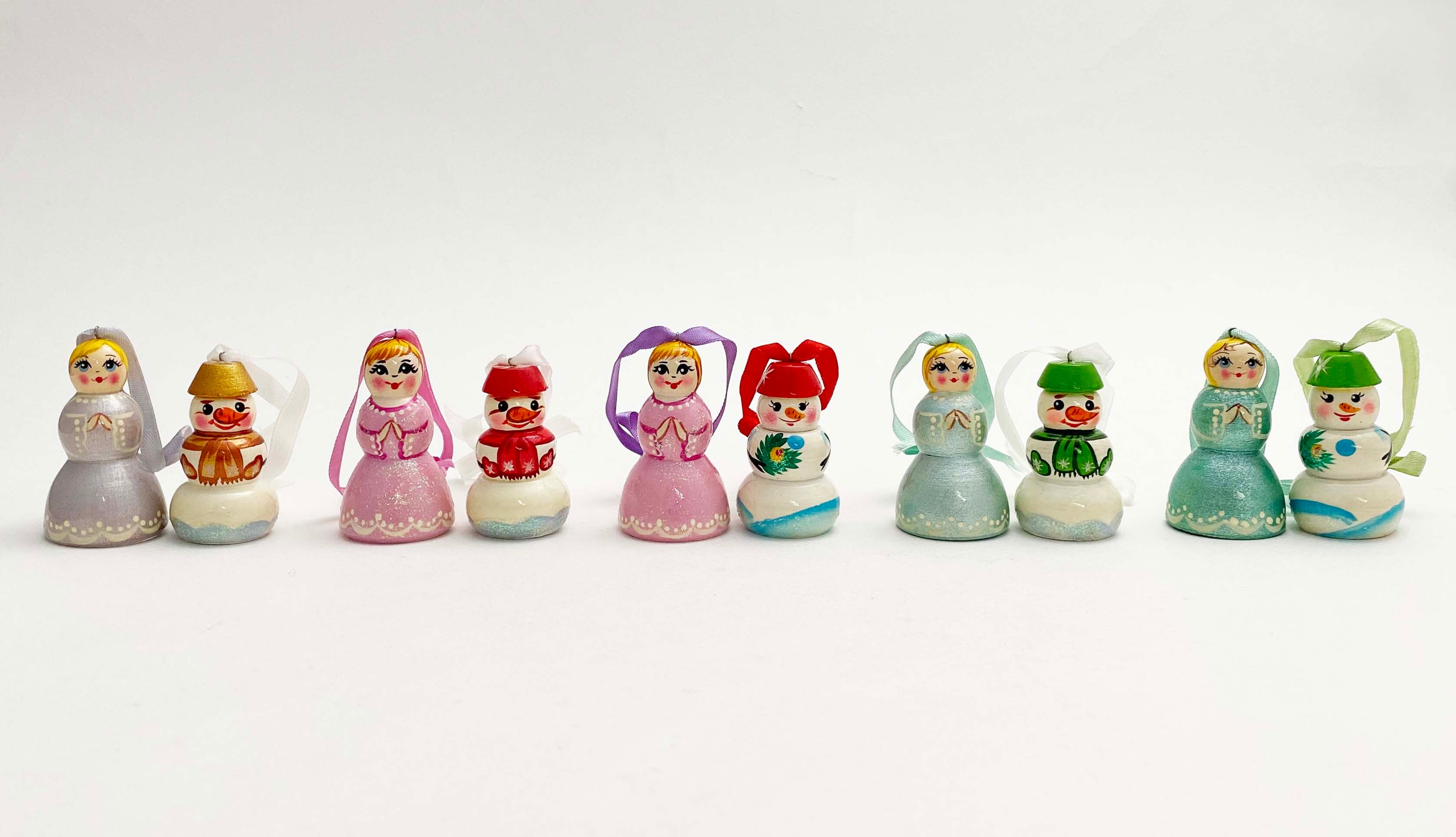 天使と雪だるまのオーナメント（2個セット）