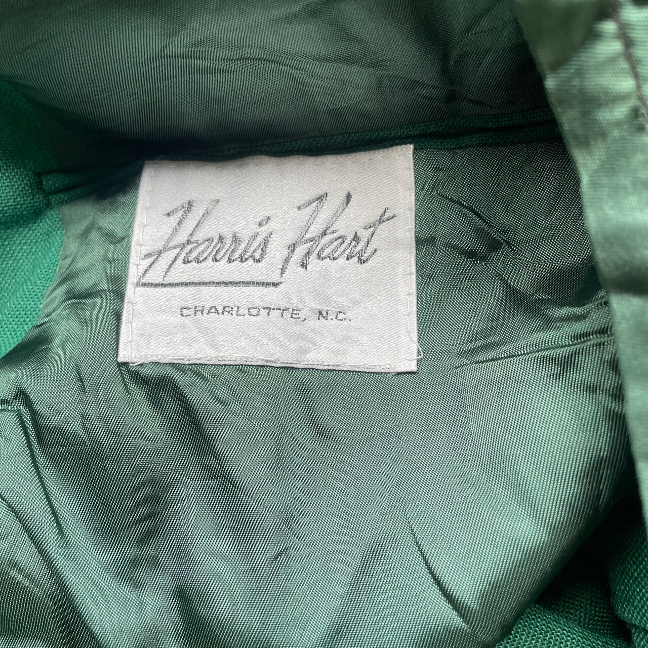 70s ユーロビンテージ フランス製 ダブル イージー テーラードジャケット 緑 Harris Hart 金ボタン テーラードジャケット メンズL相当 古着 2B 2