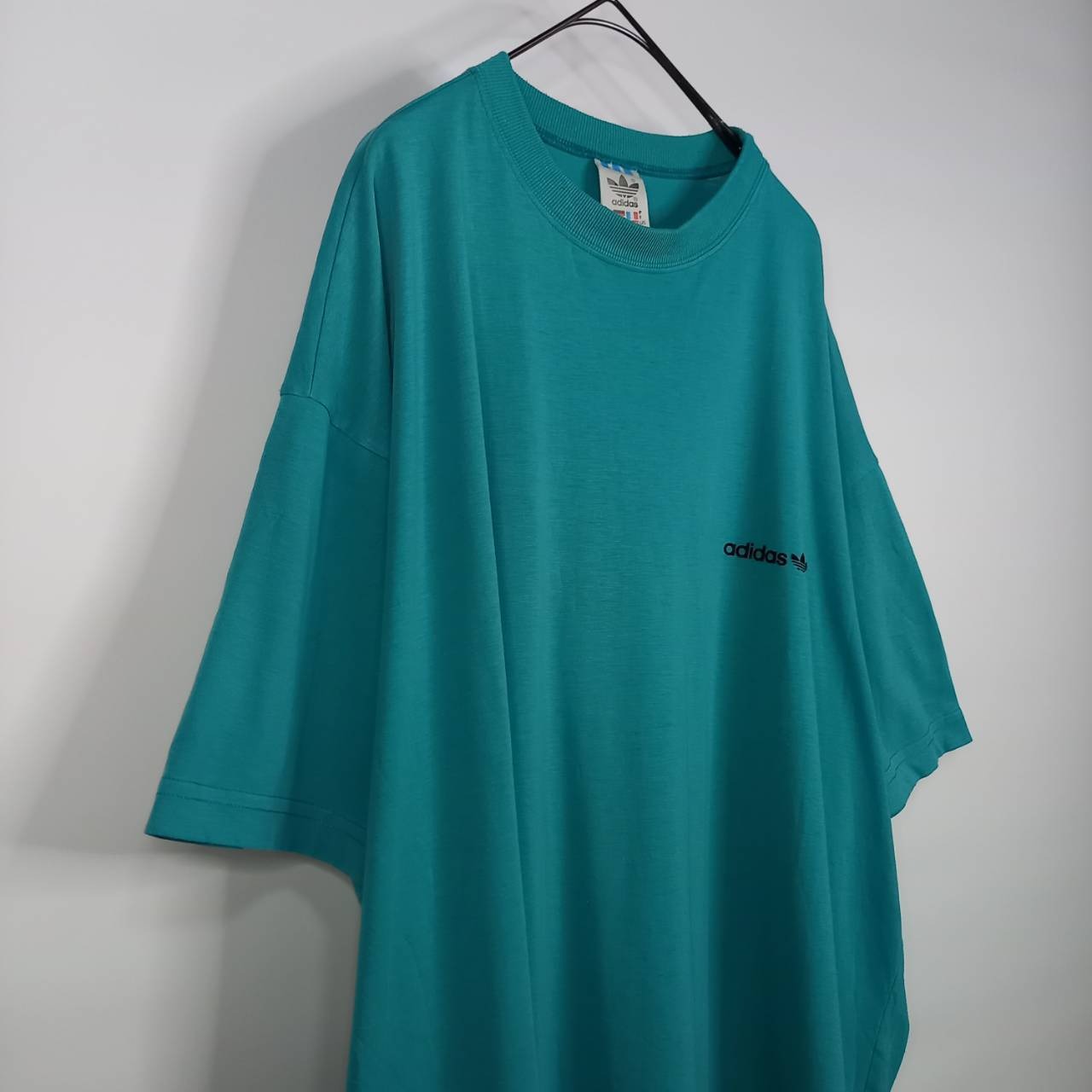 90s　アディダス　オリジナルス　Tシャツ　半袖　ロゴ　万国旗タグ　グリーン　3XL