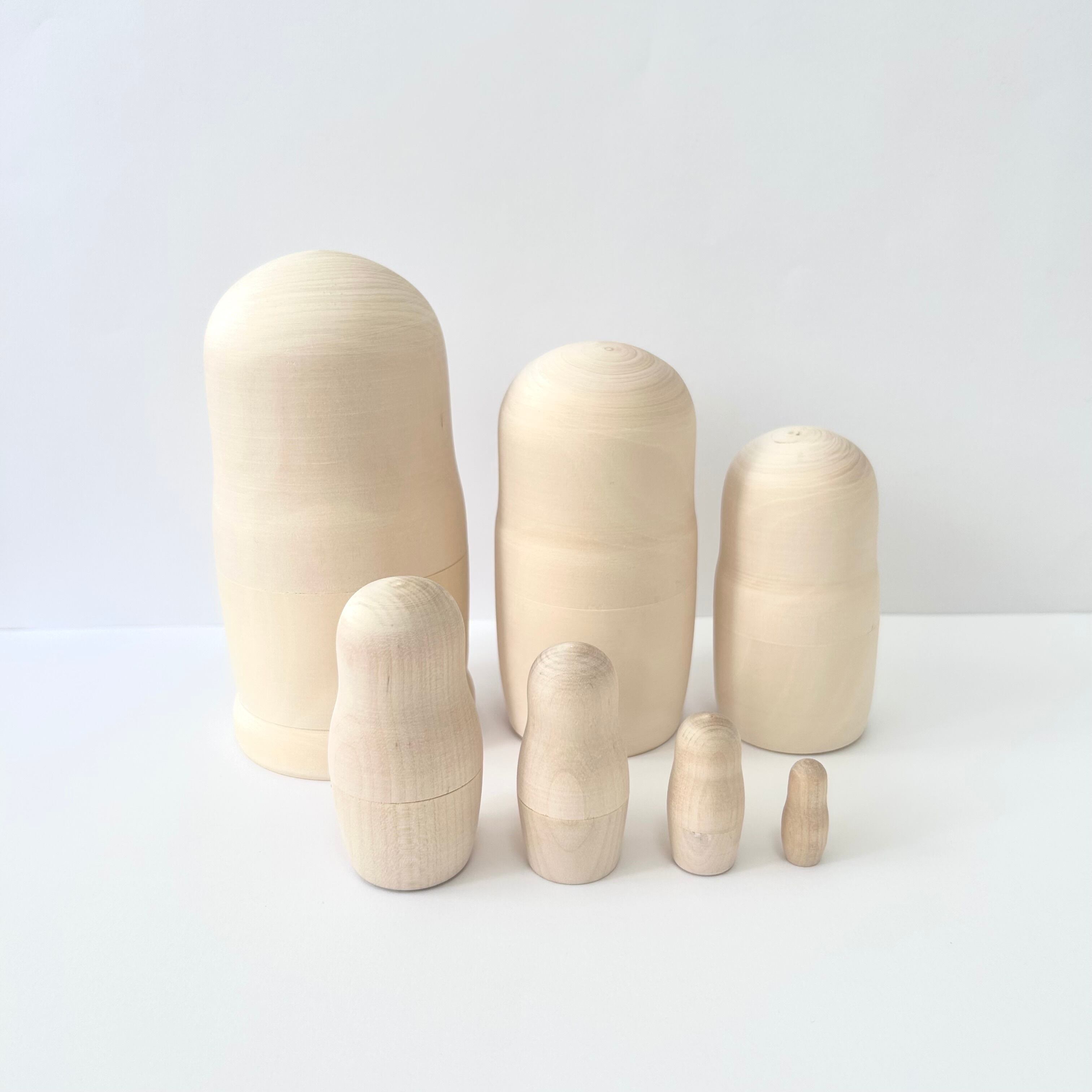 無地白木マトリョーシカ 16cm 7ピース