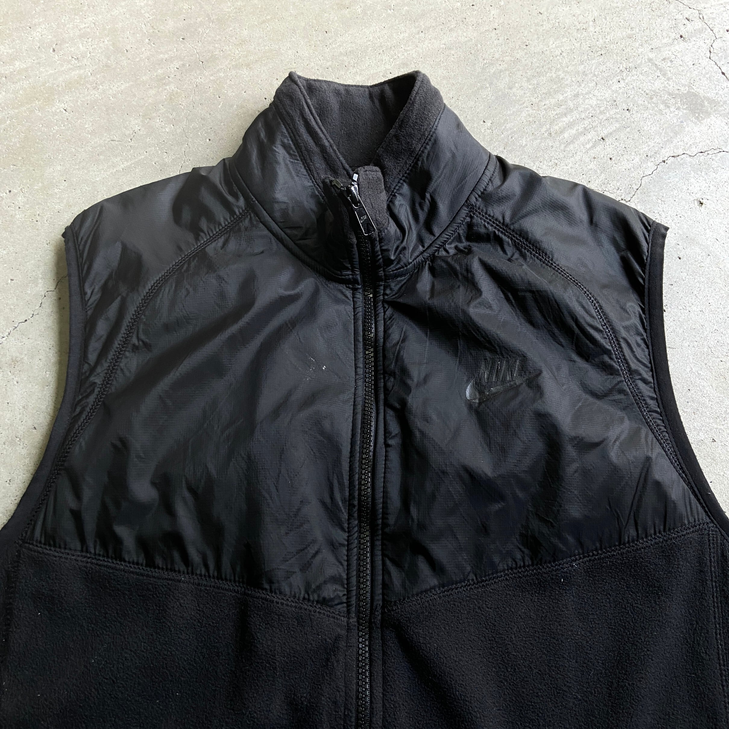 NIKE ナイキ ワンポイントロゴ ナイロン切替 フリースベスト メンズXL