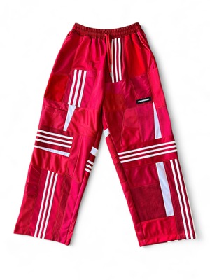 KOH ISHIGURO Upcycled Crazy Patchwork LINE wide pants -RED- Mens model
