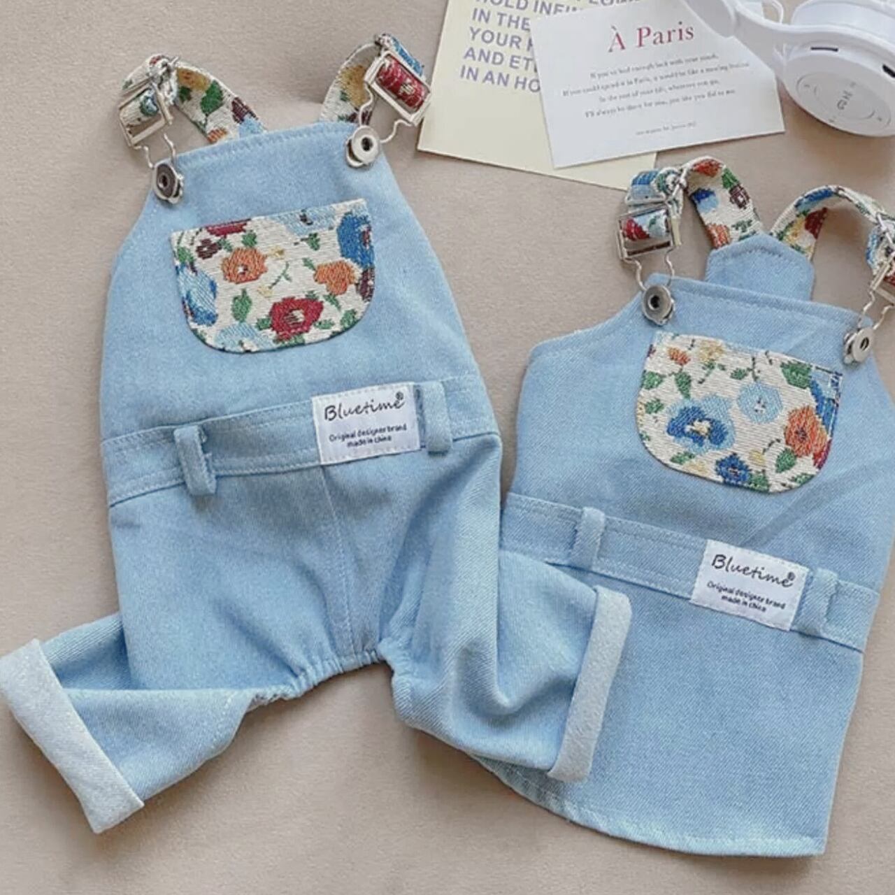 花柄サロペット オーバーオール【デニム】♡0106