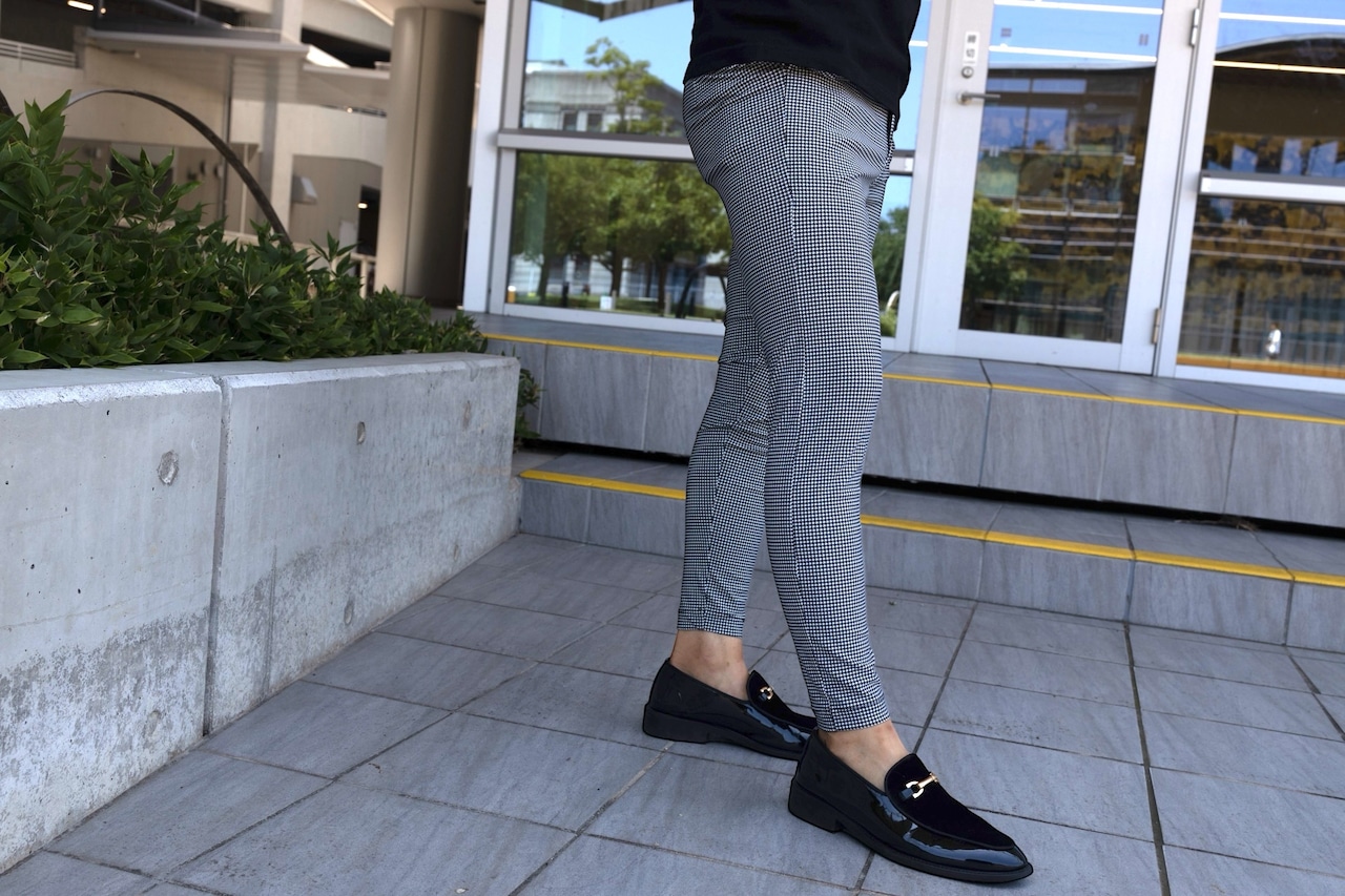 《快適》千鳥柄ストレッチスキニーパンツ 『数量限定』