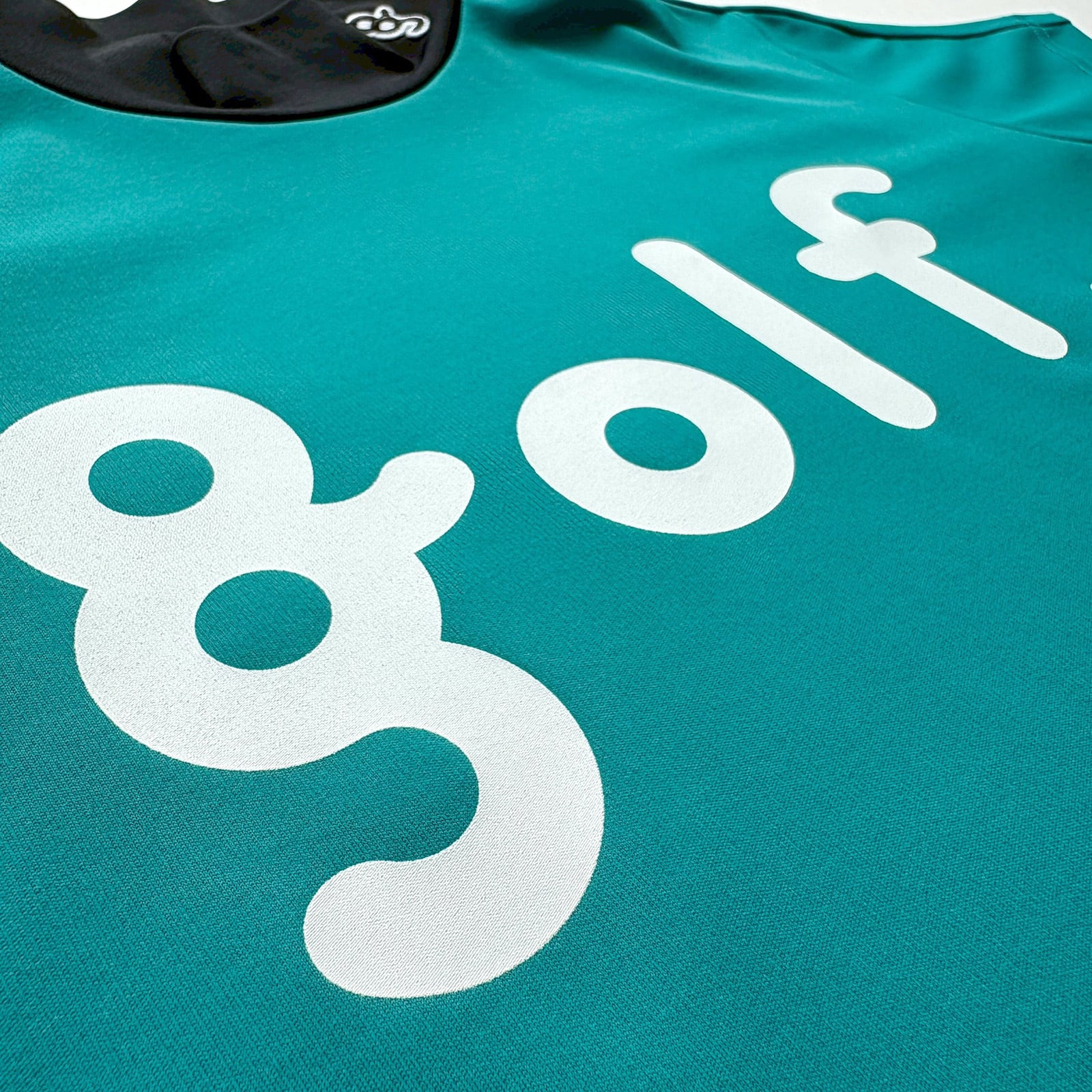 WOMEN'S】LOGO PRINT MOCK NECK SHIRT -TURQUOISE / BLACK- | 8G SHOOT