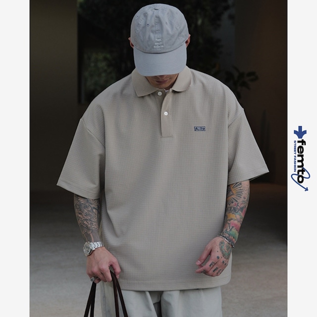 Textured oversized polo shirt 0860