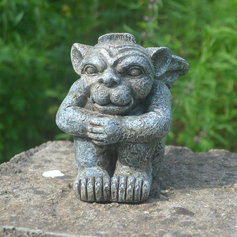 自然素材のユニークな置物 デビル サタン 悪魔 ガーゴイル 置物 オブジェ 装飾 工芸品 樹脂製 魔