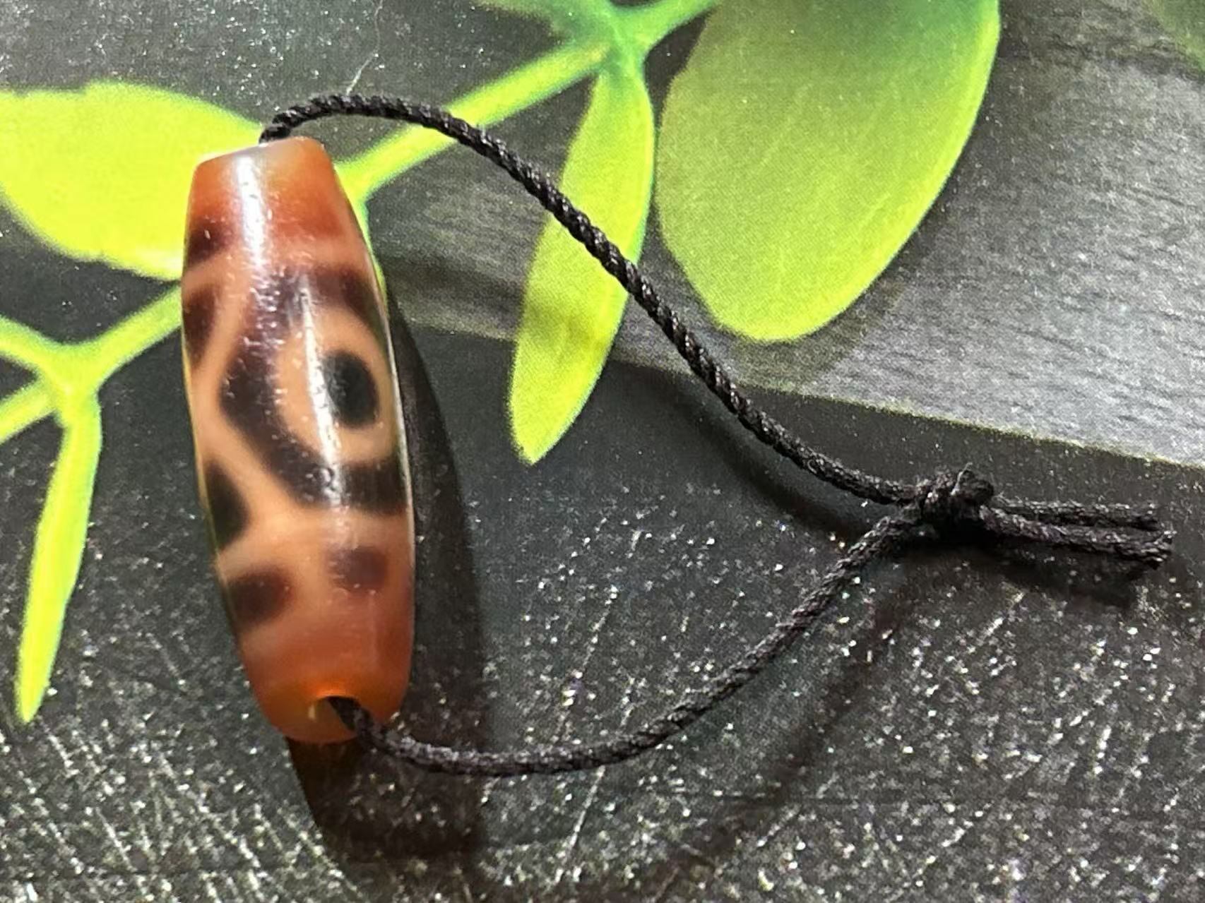 世交二眼天珠 六芒星二眼天珠 小盧社製 紅肉天珠 ／チベット 天珠 dZi