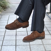 BALLY single monk strap brown suede shoes