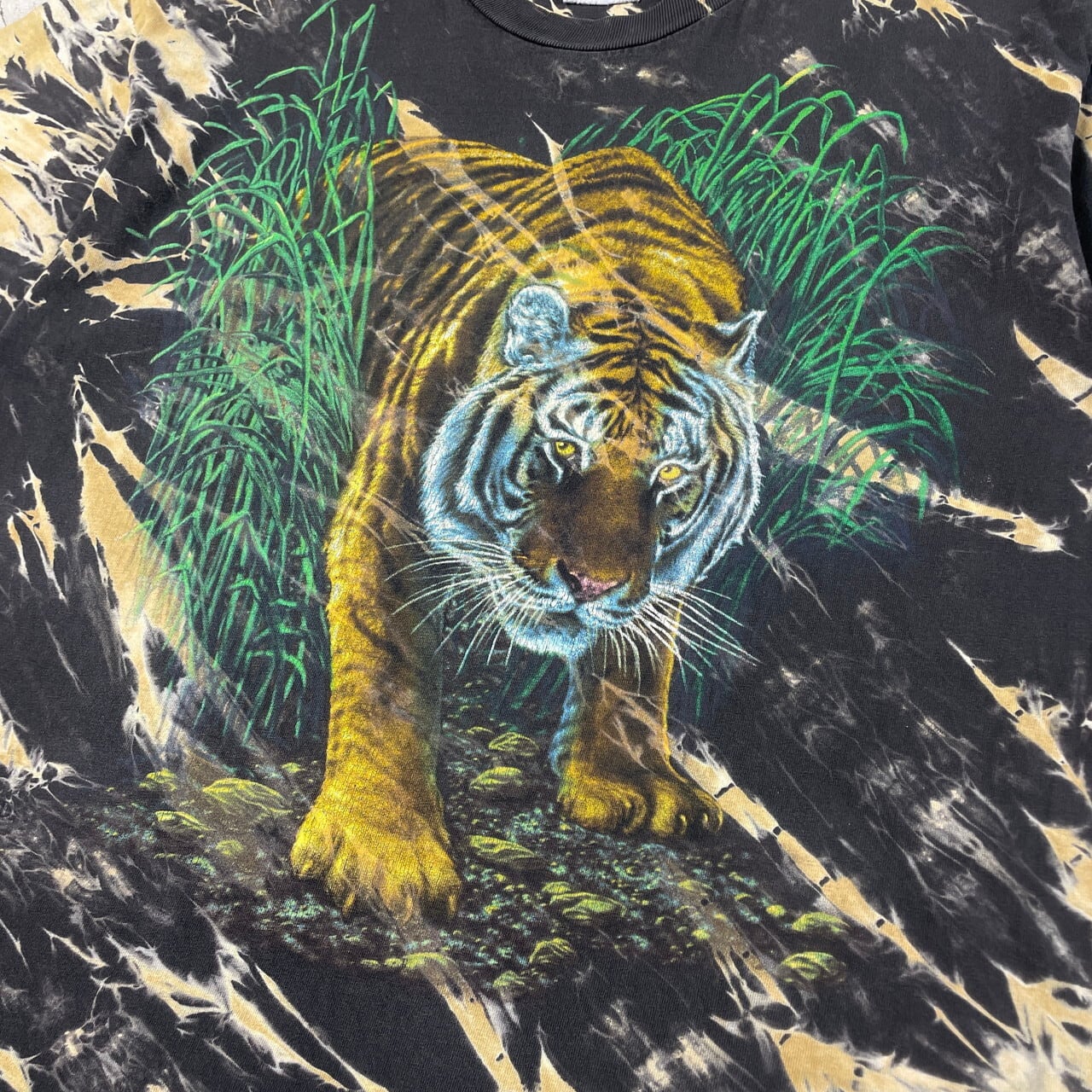 90年代 USA製 WILD GEAR 虎 タイダイ染め アニマル プリント Tシャツ 