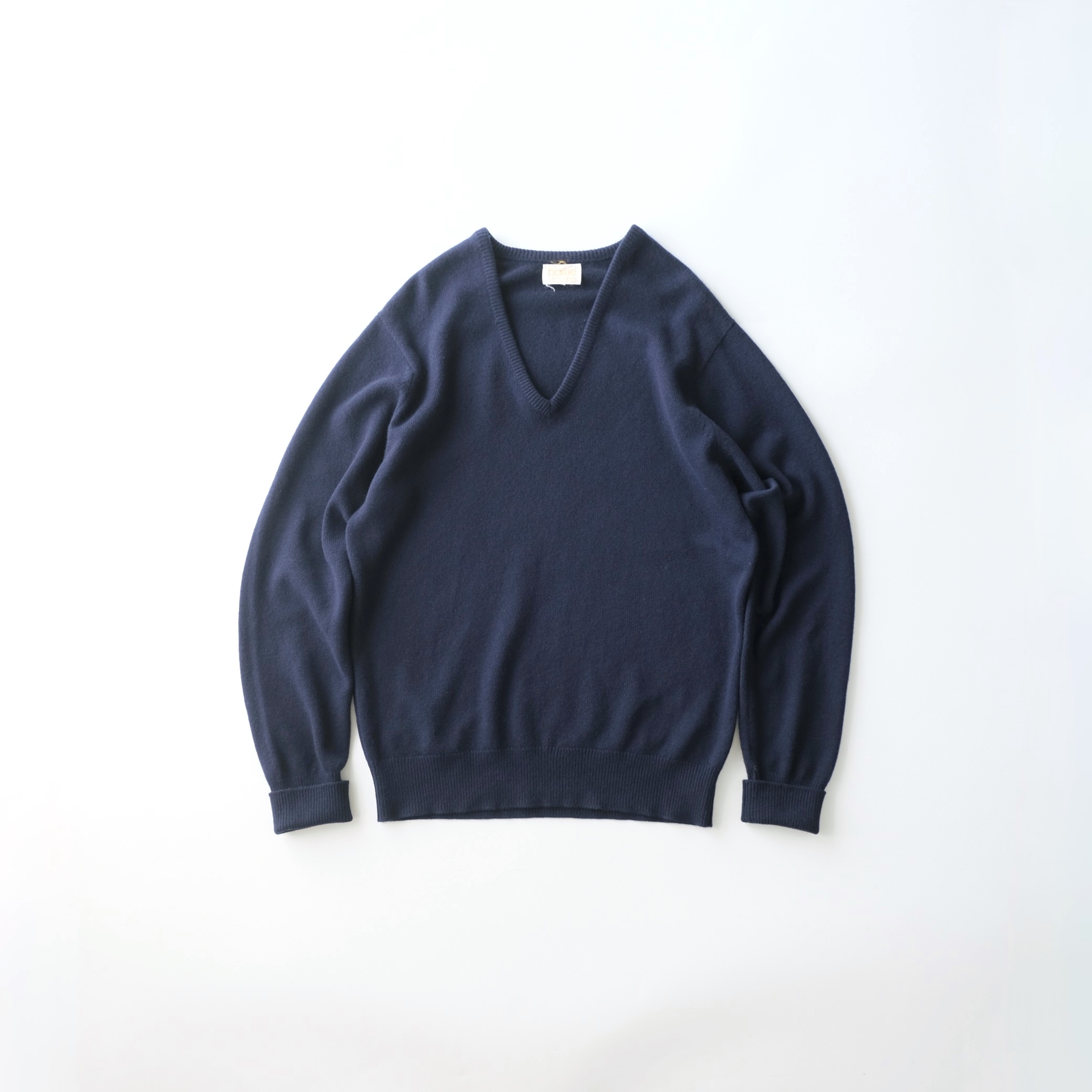 【barrie】80's Pure Cashmere V-neck Knit Navy 42
