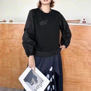 ASYMMETRIC FAUX LAYERED LONG SLEEVE SWEATSHIRT M-18758