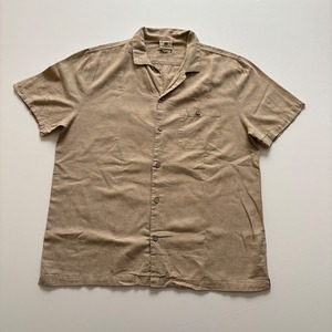 -USED- HEMP OPEN COLLAR SHIRTS -BEIGE- [L]
