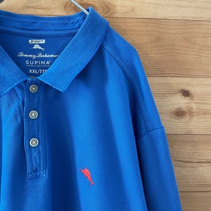 【Tommy Bahama】ビッグサイズ ポロシャツ 2XL 企業系 刺繍ロゴ カジキマグロ トミーバハマ US古着 アメリカ古着