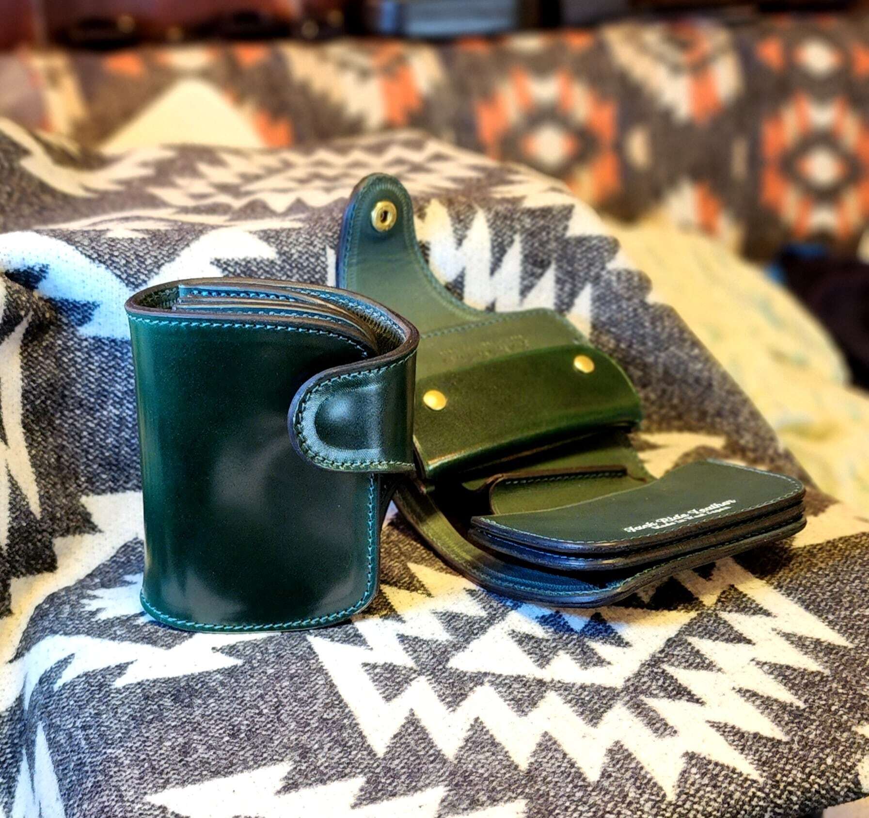 Jack Ride Leather ジャックライドレザー 本皮 二つ折り財布 緑 JACK RIDE LEATHER.CO