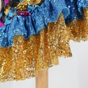 ベリーダンス フォークロア 衣装 ミラーヤドレス ゴールド系 スパンコール 金 青 黒 ミラーヤベール 2点 セット 華やか 鮮やか キラキラ かわいい 派手 目立つ ダンス衣装 ステージ衣装 ポンポン ブルー系 ピンク系 ブラック系