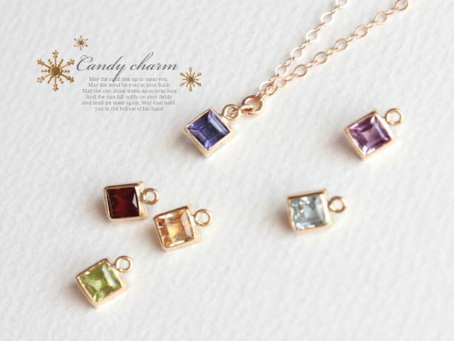 Candy charm square 14KGFネックレス