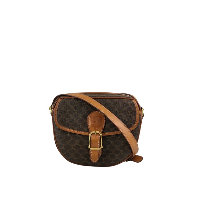 CELINE セリーヌ ショルダーバッグ ブラウン ブラゾン型押し PVCレザー フロントバックル vintage ヴィンテージ オールド 5gbbcv